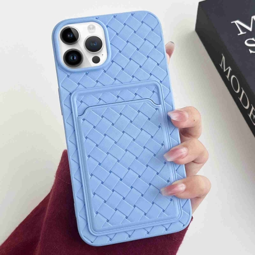 

For iPhone 12 Pro Max Weave Texture Card Slot Skin Feel Phone Case(Sky Blue)