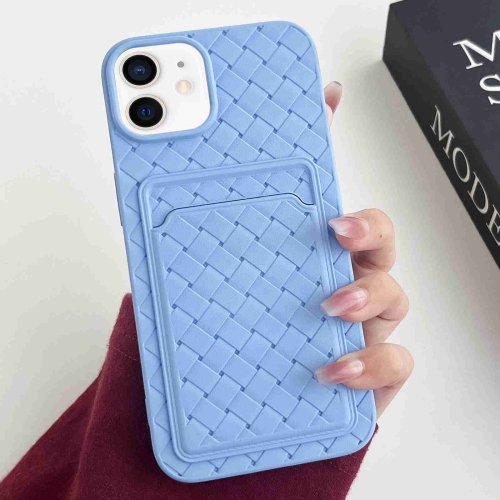 

For iPhone 11 Weave Texture Card Slot Skin Feel Phone Case(Sky Blue)