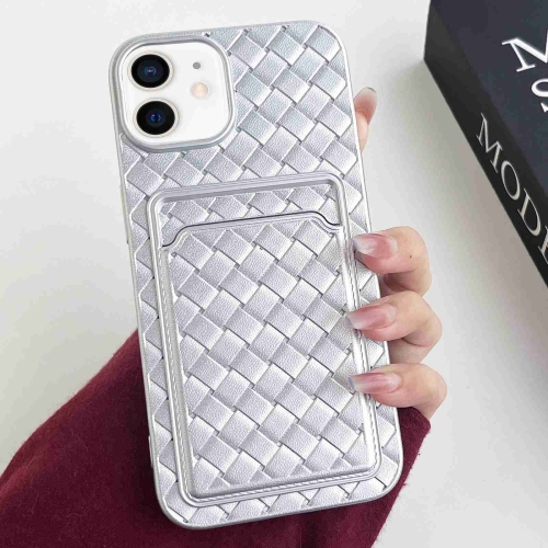 

For iPhone 11 Weave Texture Card Slot Skin Feel Phone Case(Silver)