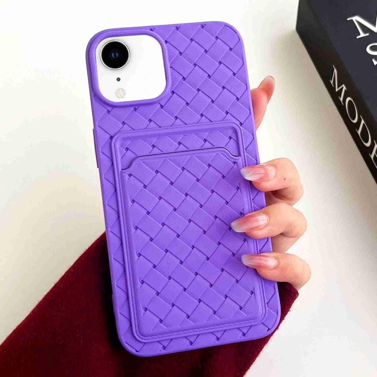 

For iPhone XR Weave Texture Card Slot Skin Feel Phone Case(Dark Purple)