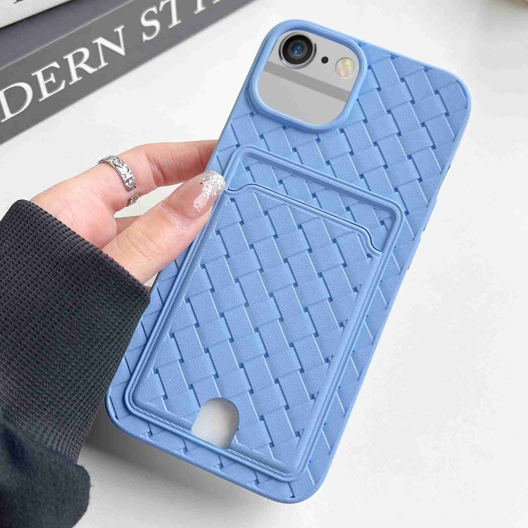 

For iPhone 6s / 6 Weave Texture Card Slot Skin Feel Phone Case with Push Card Hole(Sky Blue)