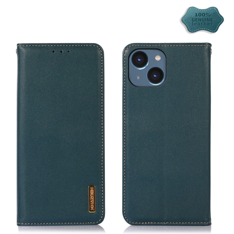 

For iPhone 15 KHAZNEH Nappa Top Layer Cowhide Leather Phone Case(Green)