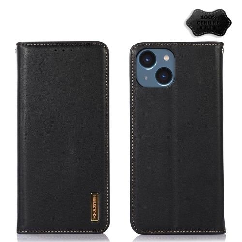 

For iPhone 15 KHAZNEH Nappa Top Layer Cowhide Leather Phone Case(Black)