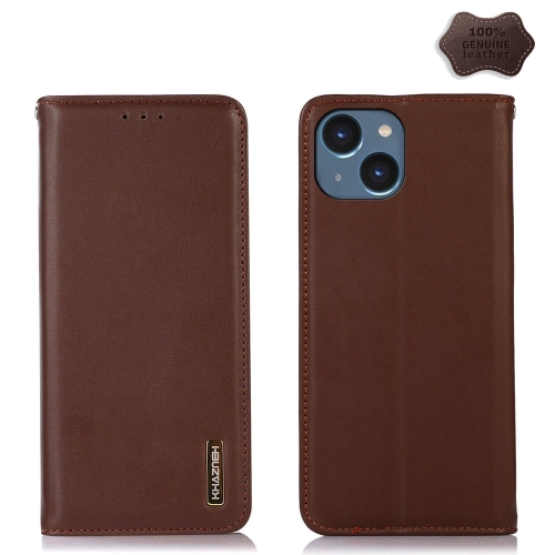 

For iPhone 15 KHAZNEH Nappa Top Layer Cowhide Leather Phone Case(Brown)