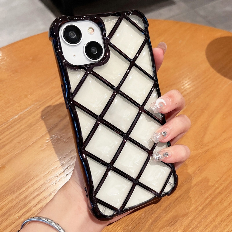 

For iPhone 14 / 13 3D Diamond Lattice Laser Engraving Phone Case(Black)