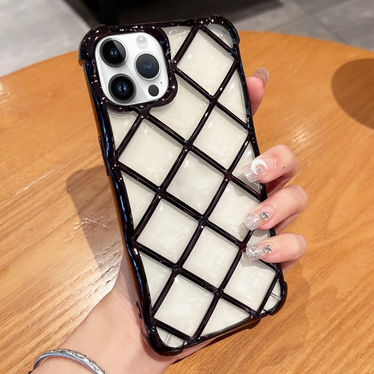 

For iPhone 13 Pro Max 3D Diamond Lattice Laser Engraving Phone Case(Black)