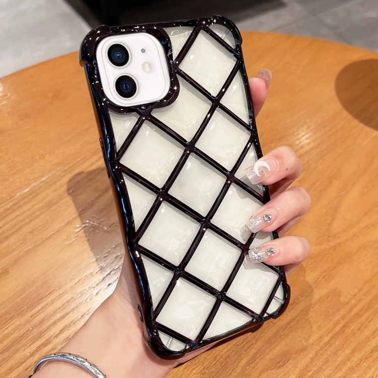 

For iPhone 11 3D Diamond Lattice Laser Engraving Phone Case(Black)