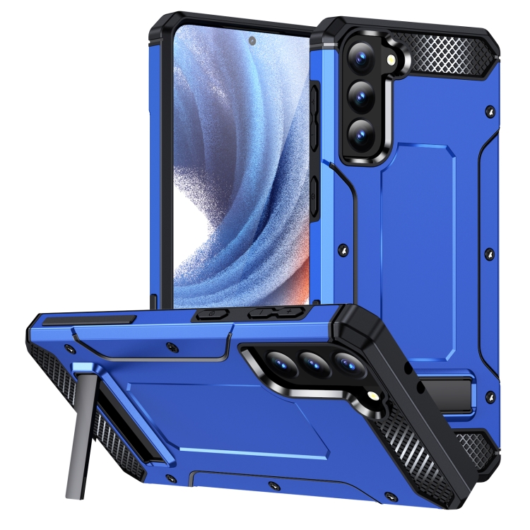 

For Samsung Galaxy S21 5G Matte Holder Phone Case(Dark Blue)
