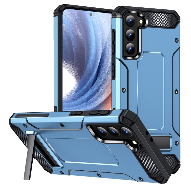 

For Samsung Galaxy S21 5G Matte Holder Phone Case(Space Blue)