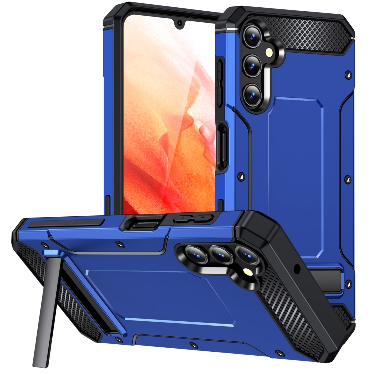 

For Samsung Galaxy A14 4G/5G Matte Holder Phone Case(Dark Blue)