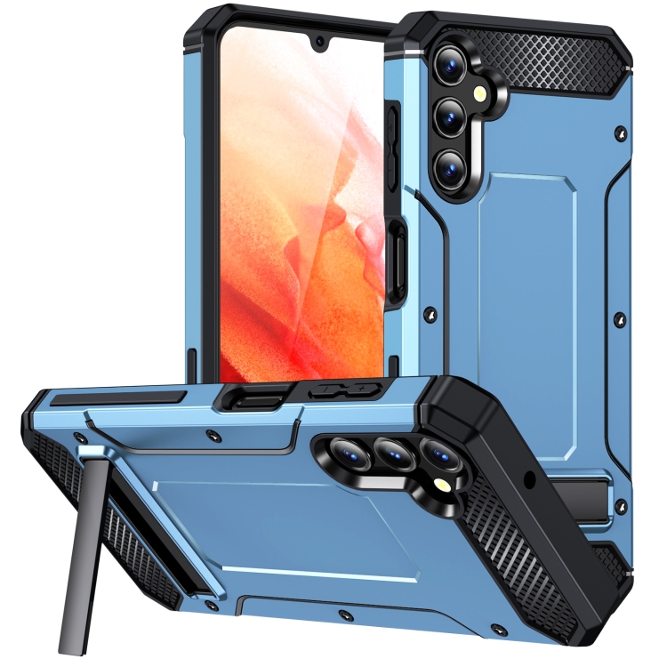

For Samsung Galaxy A14 4G/5G Matte Holder Phone Case(Space Blue)
