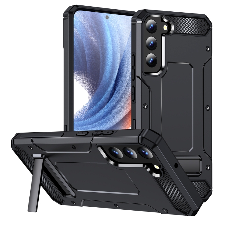 

For Samsung Galaxy S22 5G Matte Holder Phone Case(Black)