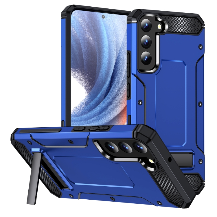 

For Samsung Galaxy S22 5G Matte Holder Phone Case(Dark Blue)