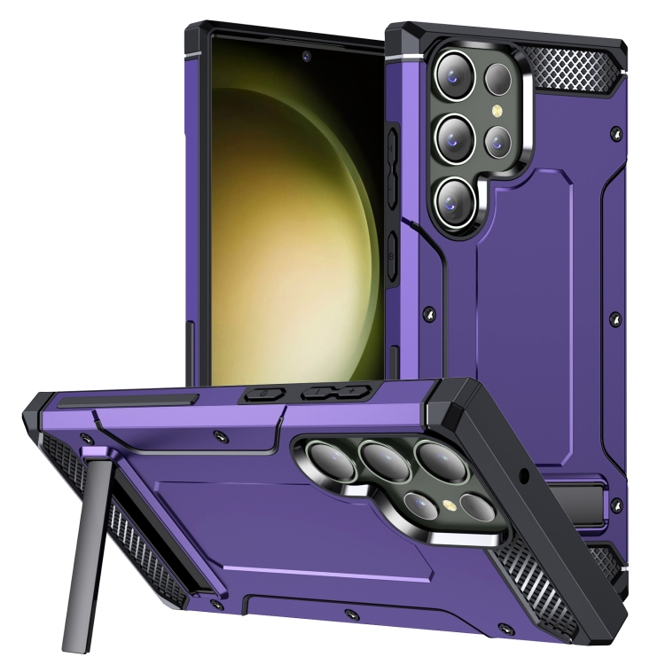 

For Samsung Galaxy S23 Ultra 5G Matte Holder Phone Case(Purple)