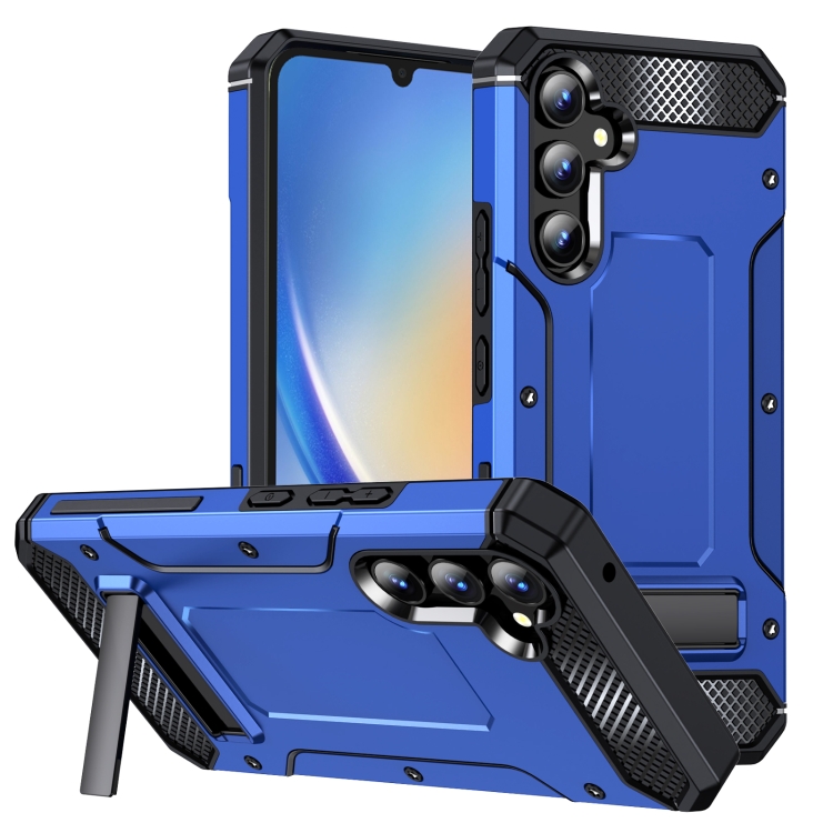 

For Samsung Galaxy A34 5G Matte Holder Phone Case(Dark Blue)