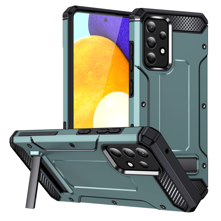 

For Samsung Galaxy A52 Matte Holder Phone Case(Dark Green)
