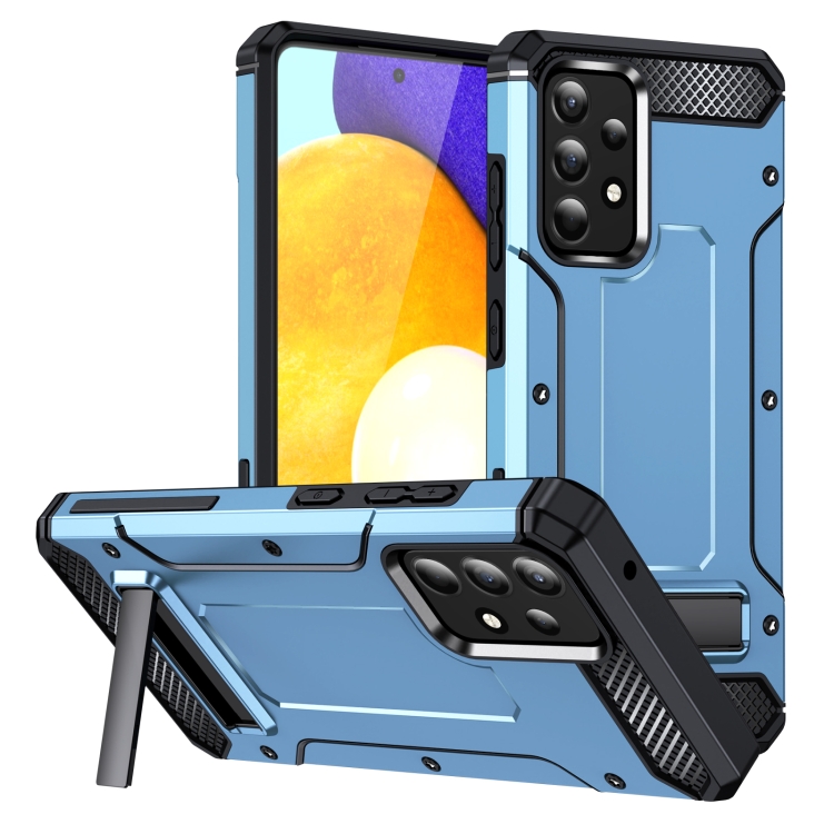 

For Samsung Galaxy A52 Matte Holder Phone Case(Space Blue)