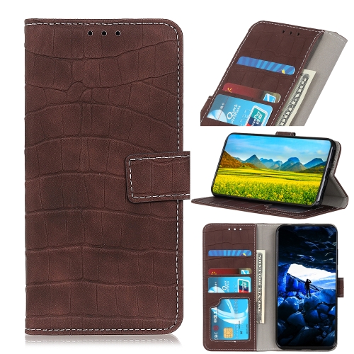 For iPhone 12 / 12 Pro Crocodile Texture Horizontal Flip Leather Case with Holder & Card Slots & Wallet(Brown)