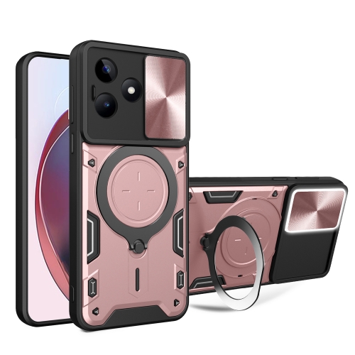 

For Realme C53 4G / Narzo N53 CD Texture Sliding Camshield Magnetic Holder Phone Case(Pink)