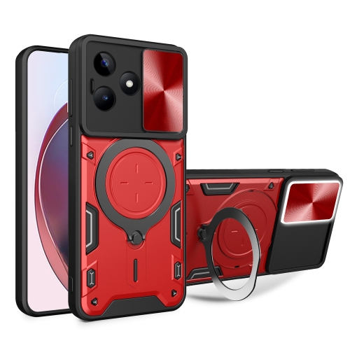 

For Realme C53 4G / Narzo N53 CD Texture Sliding Camshield Magnetic Holder Phone Case(Red)