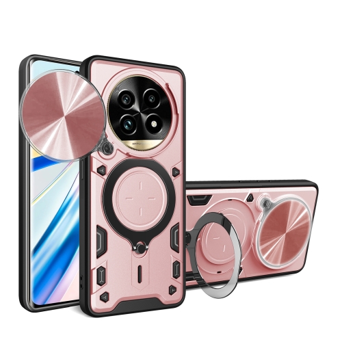 

For Realme 13 Pro 5G / 13 Pro+ 5G CD Texture Sliding Camshield Magnetic Holder Phone Case(Pink)