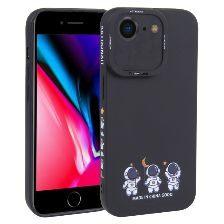 

For iPhone SE 2022 / SE 2020 / 8 / 7 Astronaut Pattern TPU Phone Case(Black)