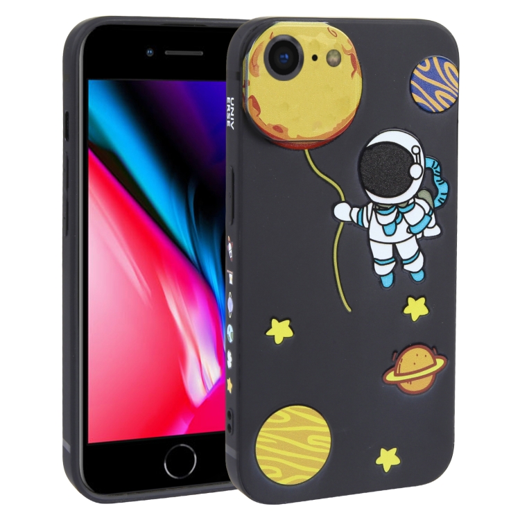 

For iPhone SE 2022 / SE 2020 / 8 / 7 Hug Moon Astronaut Pattern TPU Phone Case(Black)