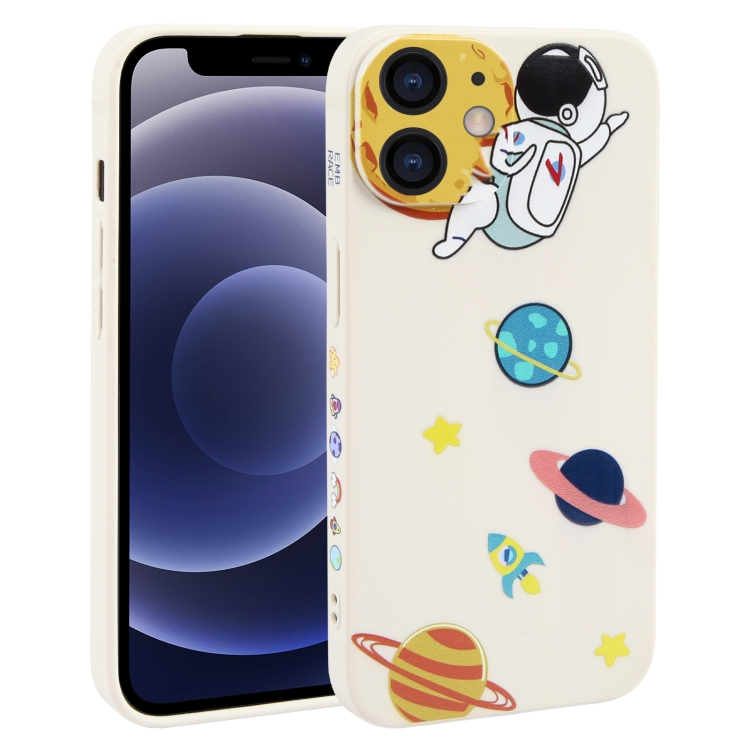 

For iPhone 12 mini Hug Moon Astronaut Pattern TPU Phone Case(White)
