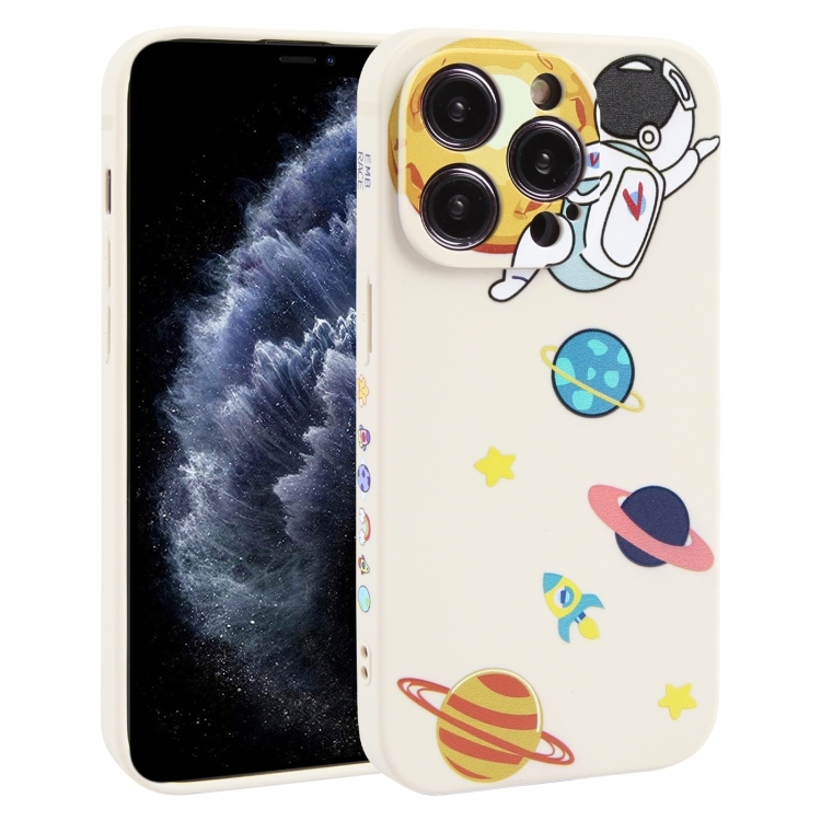 

For iPhone 11 Pro Max Hug Moon Astronaut Pattern TPU Phone Case(White)