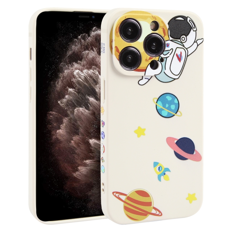 

For iPhone 11 Pro Hug Moon Astronaut Pattern TPU Phone Case(White)