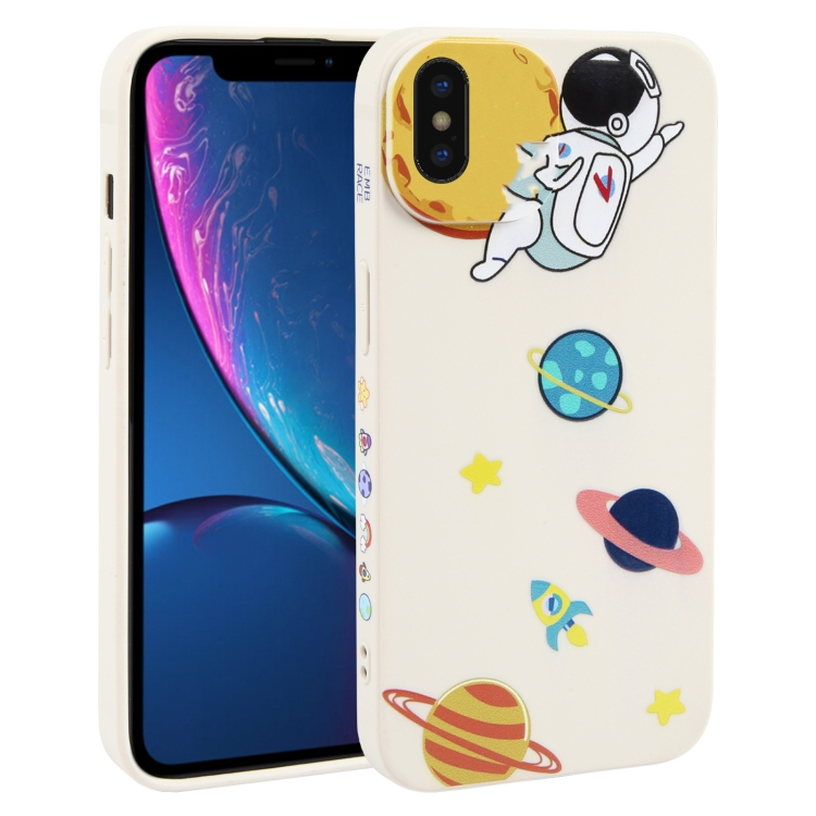 

For iPhone XS / X Hug Moon Astronaut Pattern TPU Phone Case(White)