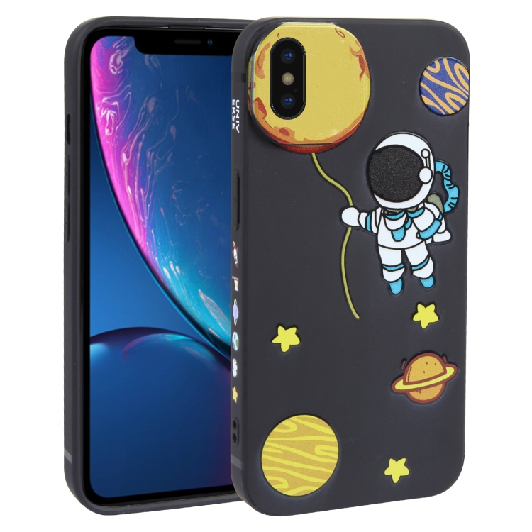 

For iPhone XS / X Hug Moon Astronaut Pattern TPU Phone Case(Black)