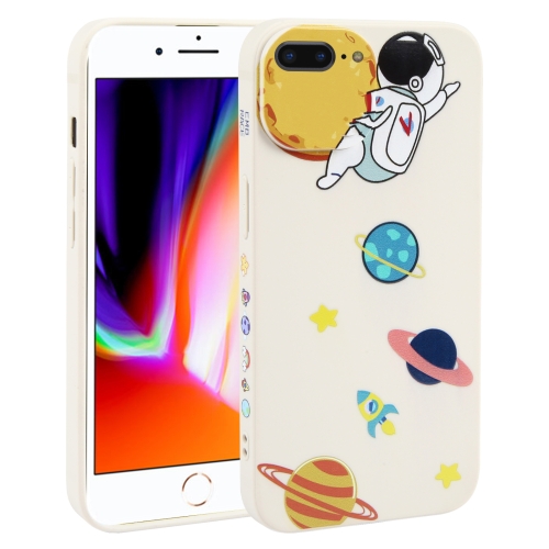

For iPhone 8 Plus / 7 Plus Hug Moon Astronaut Pattern TPU Phone Case(White)