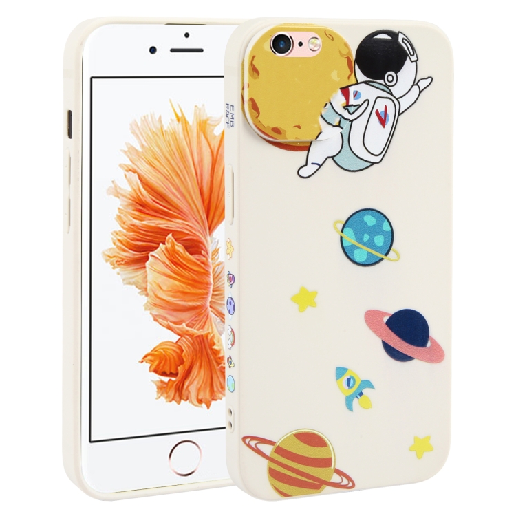 

For iPhone 6s / 6 Hug Moon Astronaut Pattern TPU Phone Case(White)
