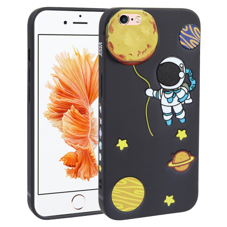 

For iPhone 6s / 6 Hug Moon Astronaut Pattern TPU Phone Case(Black)