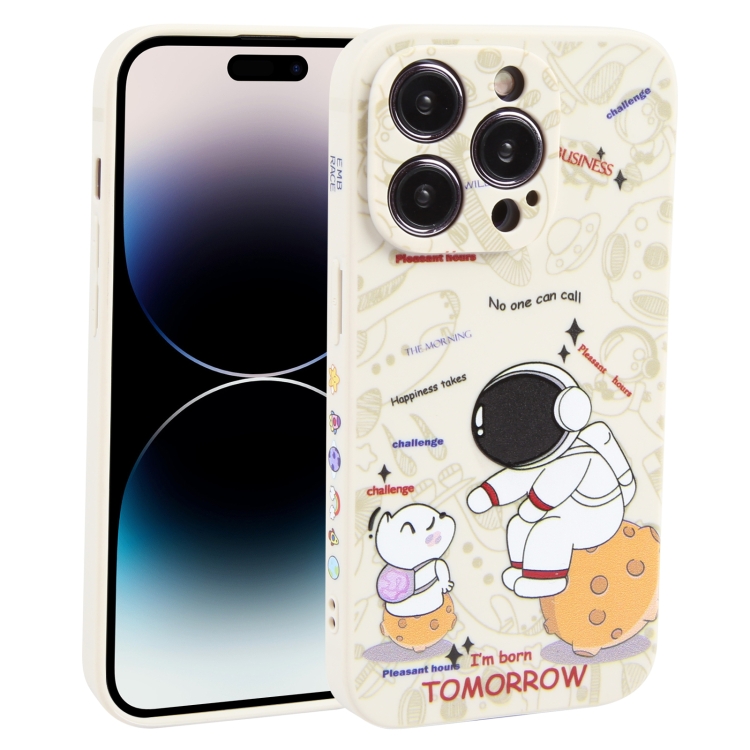 

For iPhone 14 Pro Astronaut Pattern Frosted TPU Phone Case(White)