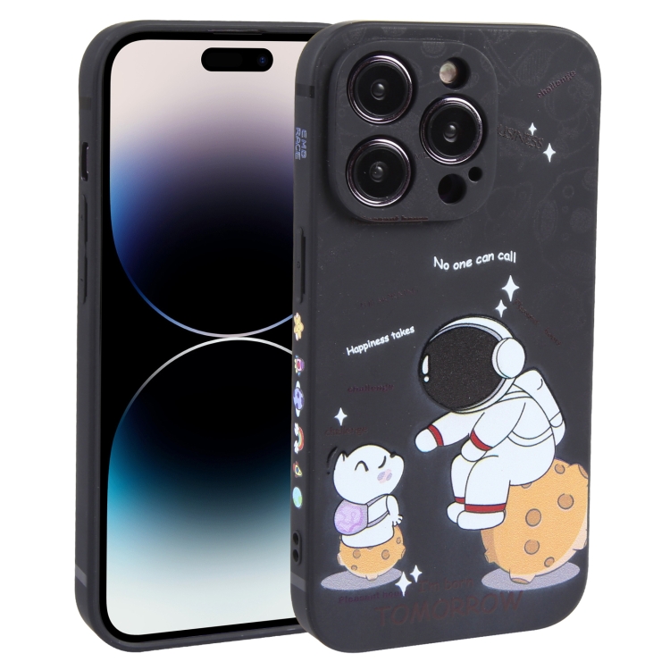 

For iPhone 14 Pro Astronaut Pattern Frosted TPU Phone Case(Black)