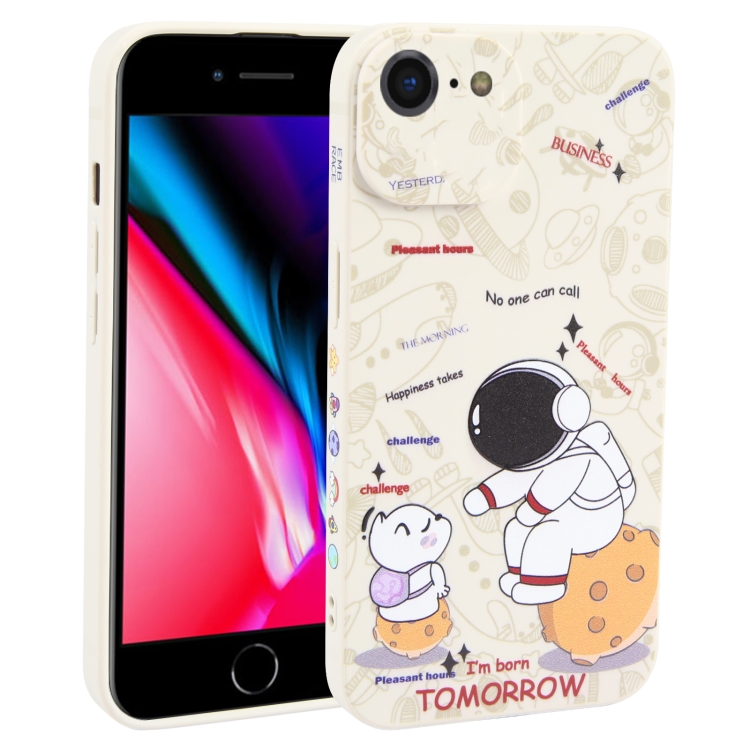 

For iPhone SE 2022 / SE 2020 / 8 / 7 Astronaut Pattern Frosted TPU Phone Case(White)