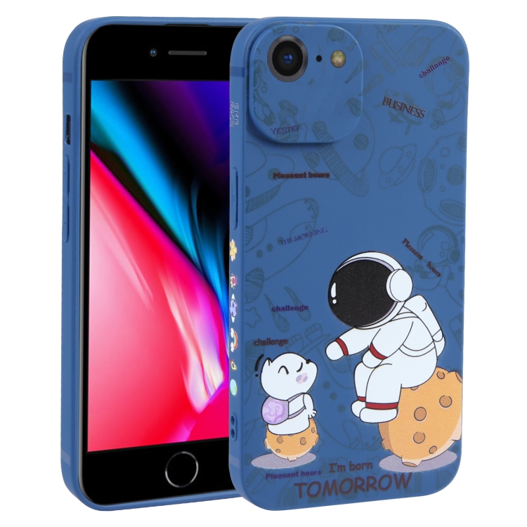 

For iPhone SE 2022 / SE 2020 / 8 / 7 Astronaut Pattern Frosted TPU Phone Case(Blue)
