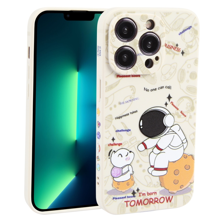 

For iPhone 13 Pro Max Astronaut Pattern Frosted TPU Phone Case(White)