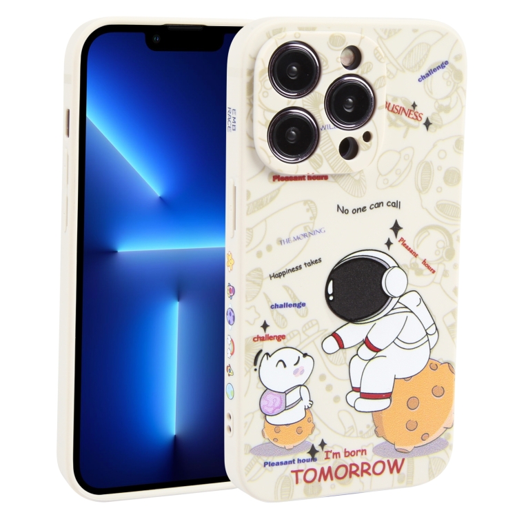 

For iPhone 13 Pro Astronaut Pattern Frosted TPU Phone Case(White)