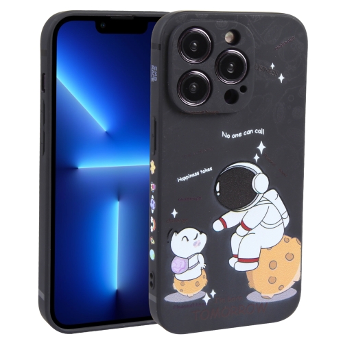 

For iPhone 13 Pro Astronaut Pattern Frosted TPU Phone Case(Black)