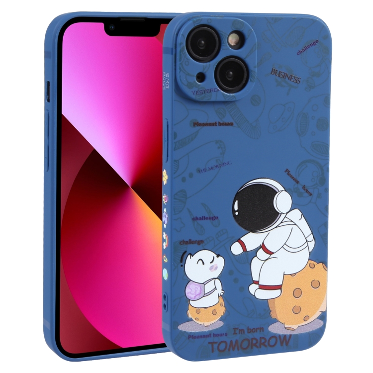 

For iPhone 13 Astronaut Pattern Frosted TPU Phone Case(Blue)