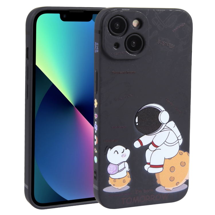 

For iPhone 13 mini Astronaut Pattern Frosted TPU Phone Case(Black)