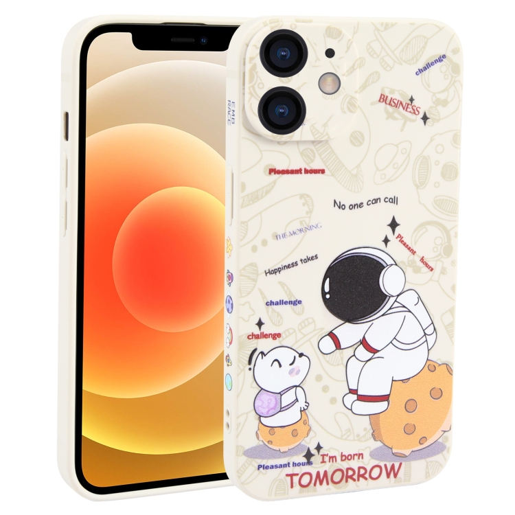 

For iPhone 12 Astronaut Pattern Frosted TPU Phone Case(White)