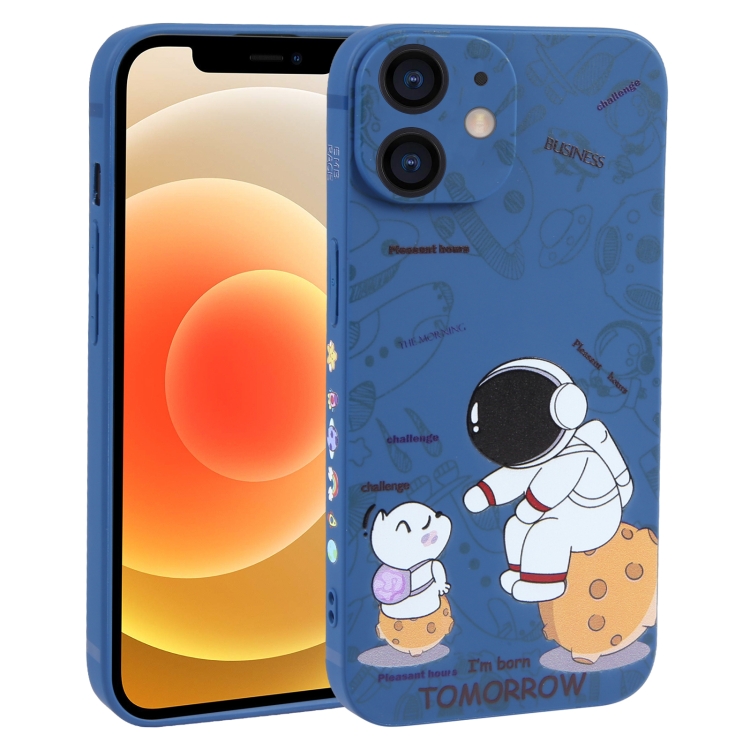 

For iPhone 12 Astronaut Pattern Frosted TPU Phone Case(Blue)