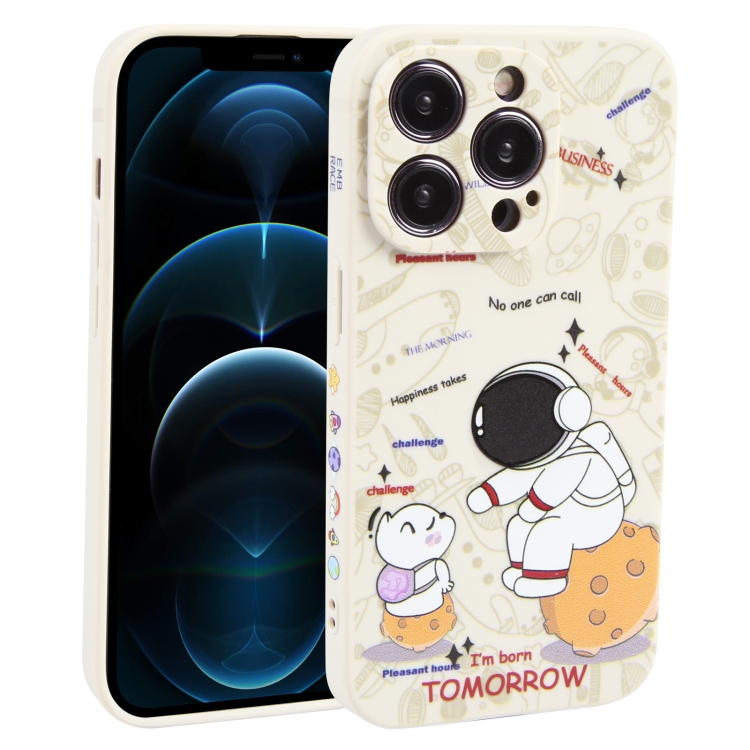 

For iPhone 12 Pro Max Astronaut Pattern Frosted TPU Phone Case(White)