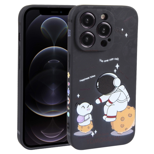 

For iPhone 12 Pro Astronaut Pattern Frosted TPU Phone Case(Black)