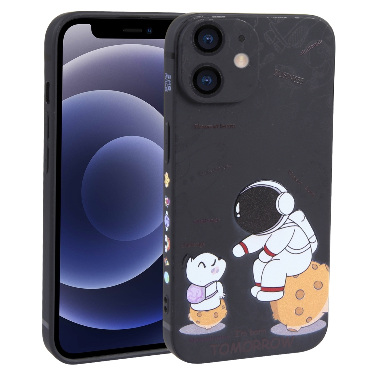 

For iPhone 12 mini Astronaut Pattern Frosted TPU Phone Case(Black)