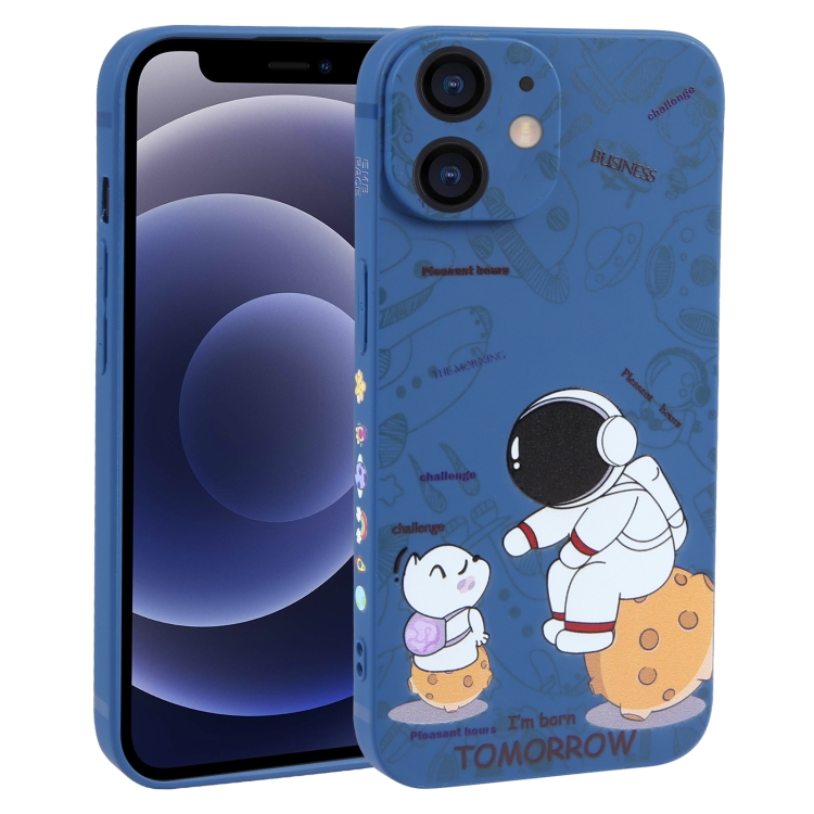 

For iPhone 12 mini Astronaut Pattern Frosted TPU Phone Case(Blue)